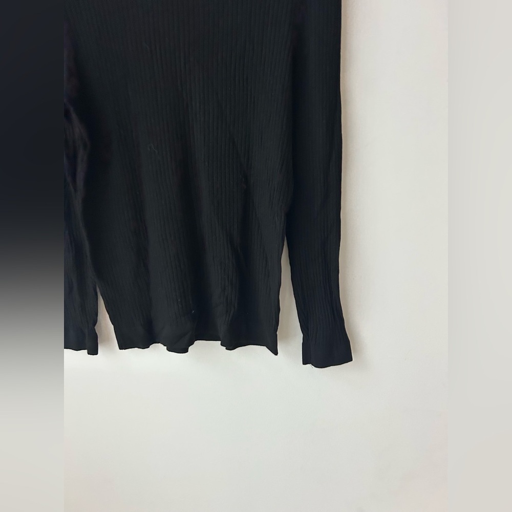 Zara Ribbed Mock Neck Sweater Black | Minimalist Slim Fit Long Sleeve Men M - Picture 3 of 8